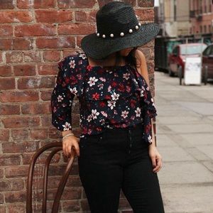 RACHEL ZOE One Shoulder Floral Blouse